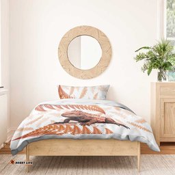 Red New Zealand Tuatara Bedding Set Aotearoa Sphenodon Punctatus Silver Fern