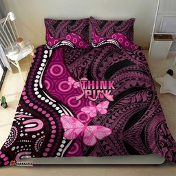 Think Pink Breast Cancer Awareness Bedding Set Butterfly Aboriginal Mix Polynesian Pattern