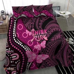 Think Pink Breast Cancer Awareness Bedding Set Butterfly Aboriginal Mix Polynesian Pattern