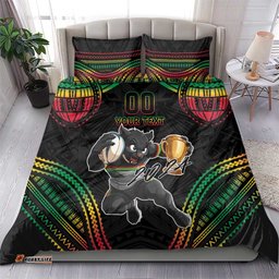 Custom Panthers Champion Grand Final 2024 Bedding Set With Polynesian Style