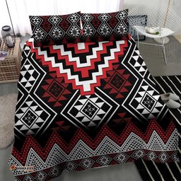 Red Taniko Aotearoa Bedding Set Niho Taniwha Mix Poutama