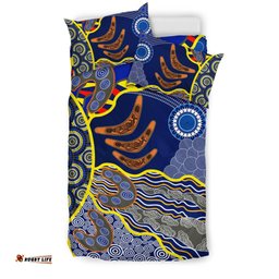 Aboriginal Bedding Set, Australian Boomerang Dot Painting Art