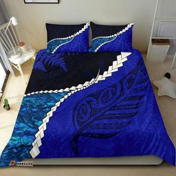 Paua Shell Maori Silver Fern Bedding Set, Cobalt