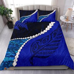 Paua Shell Maori Silver Fern Bedding Set, Cobalt