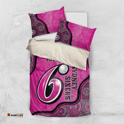 Custom Sydney Sixers Bedding Set Indigenous Art Grunge Style