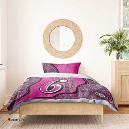 Custom Sydney Sixers Bedding Set Indigenous Art Grunge Style