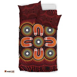 ABoriginal Bedding Set - Aboriginal Dot Painting Flowers Style