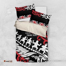 Honour The Treaty New Zealand Personalised Bedding Set Toitu Te Tiriti Half Fern with Haka dance
