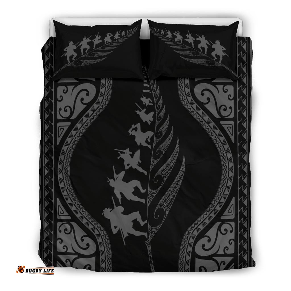 New Zealand Haka Fern Bedding Set Grey