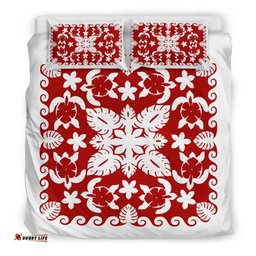 Turtle with Hibiscus Royal White Bedding Set