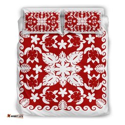 Turtle with Hibiscus Royal White Bedding Set