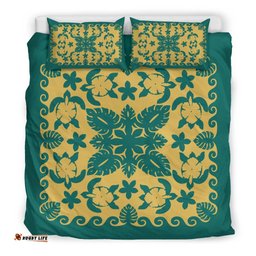 Turtle with Hibiscus Royal Blue Stone Bedding Set