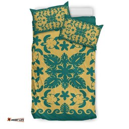 Turtle with Hibiscus Royal Blue Stone Bedding Set