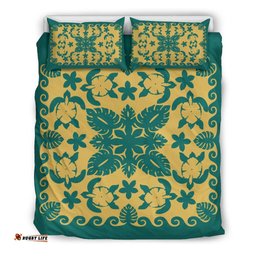 Turtle with Hibiscus Royal Blue Stone Bedding Set