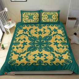 Turtle with Hibiscus Royal Blue Stone Bedding Set