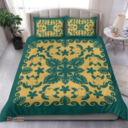 Turtle with Hibiscus Royal Blue Stone Bedding Set