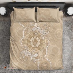 Beige Australia Lizard With Aboriginal Art Bedding Set