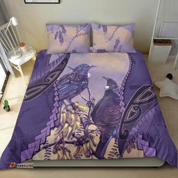 Tui Bird Mix Kowhai And Silver Fern Bedding Set Purple