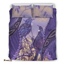 Tui Bird Mix Kowhai And Silver Fern Bedding Set Purple