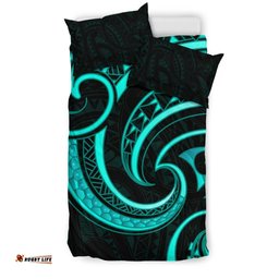 New Zealand Maori Mangopare Bedding Set Polynesian Turquoise