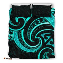 New Zealand Maori Mangopare Bedding Set Polynesian Turquoise