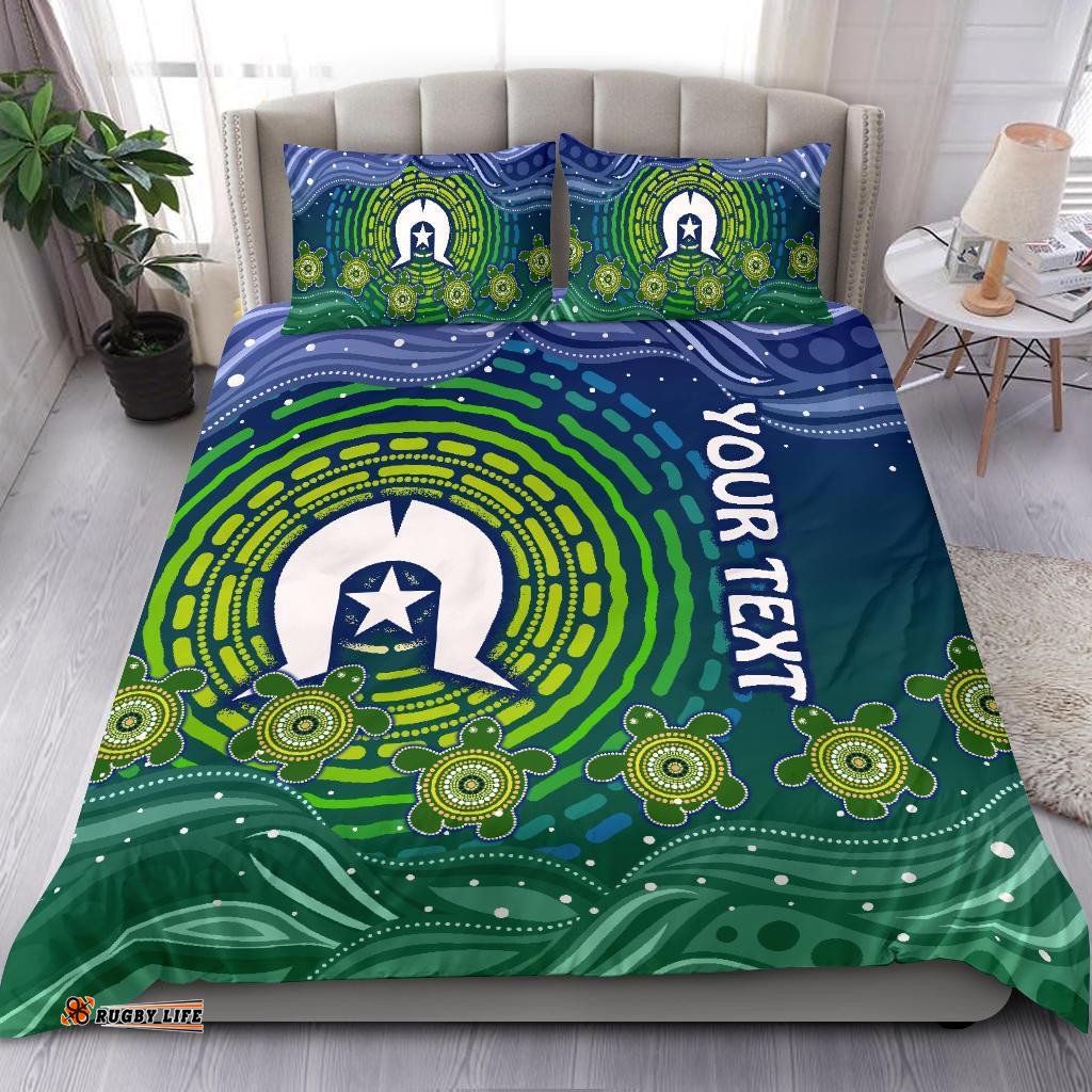 Custom Text Torres Strait Islanders Bedding Set - Aboriginal Turtle