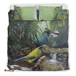 New Zealand Bedding Set, Korimako Bird Duvet Cover And Pillow Case
