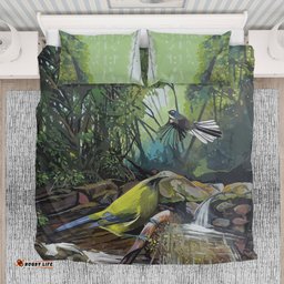 New Zealand Bedding Set, Korimako Bird Duvet Cover And Pillow Case