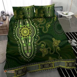 Lime Green African Dashiki With Australia Aboriginal Art Bedding Set