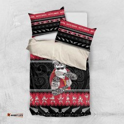 New Zealand Santa Tiki Christmas Bedding Set Meri Kirihimete