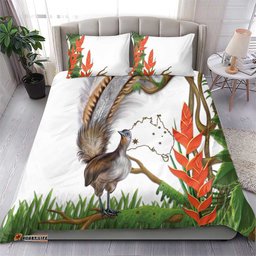 Australia Superb Lyrebird Bedding Set Aussie Map Rainforest Vibes