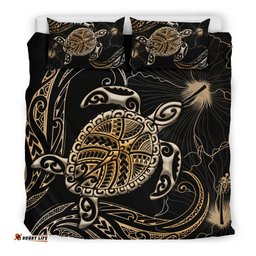 Polynesian Bedding Set Turtle Mix Hibiscus Gold