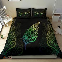 Signature Custom, Light Silver Fern Bedding Set Green