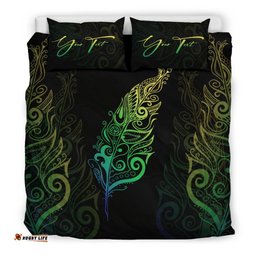 Signature Custom, Light Silver Fern Bedding Set Green