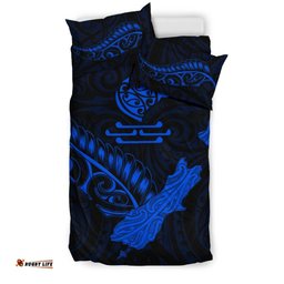 New Zealand Heart Bedding Set Map Kiwi Mix Silver Fern Blue