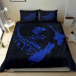 New Zealand Heart Bedding Set Map Kiwi Mix Silver Fern Blue