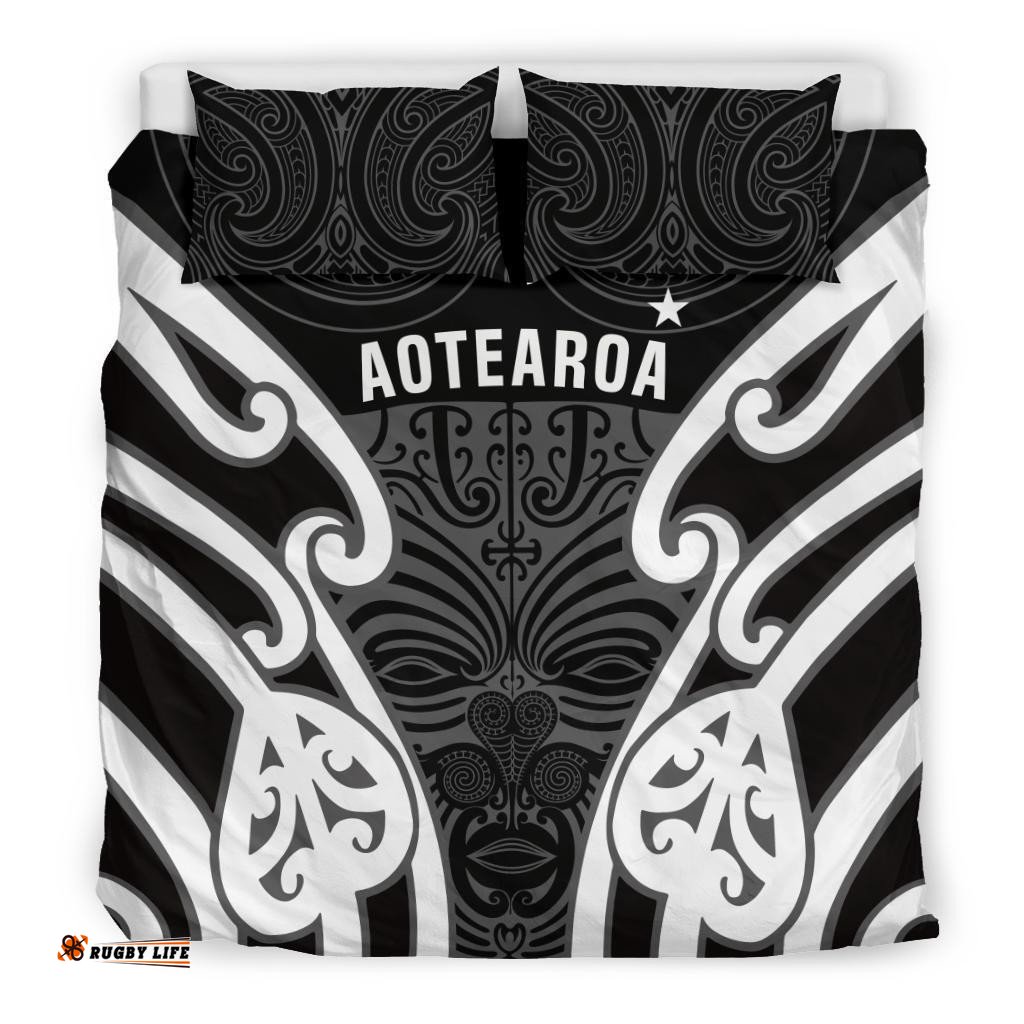 Aotearoa Bedding Set Maori Moko Black White
