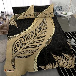 Signature Custom, Paua Shell Maori Silver Fern Bedding Set Golden