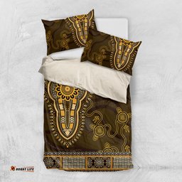 Gold African Dashiki With Australia Aboriginal Art Bedding Set