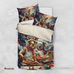 Aussie Christmas Kangaroo and Koala Bedding Set