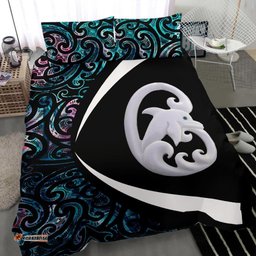 Aotearoa Maori Dolphin Bedding Set, Koru Aihe Paua Shell Duvet Covers