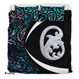 Aotearoa Maori Dolphin Bedding Set, Koru Aihe Paua Shell Duvet Covers