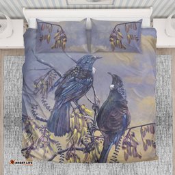 New Zealand Kowhai Bedding Set, Tui Bird Duvet Cover And Pillow Case 06
