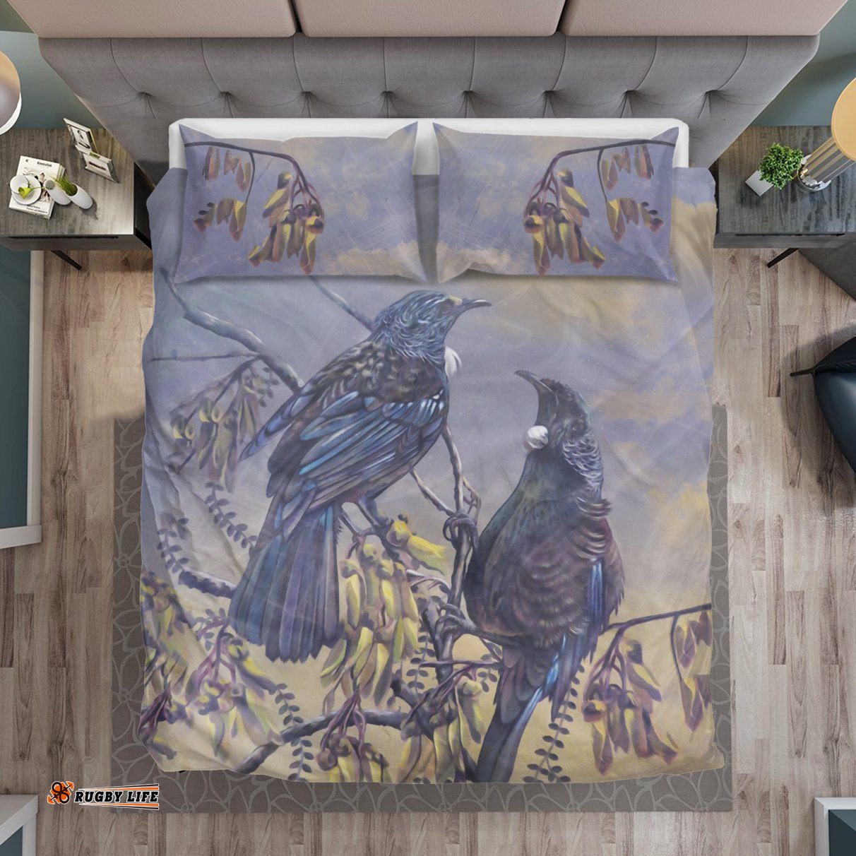 New Zealand Kowhai Bedding Set, Tui Bird Duvet Cover And Pillow Case 06
