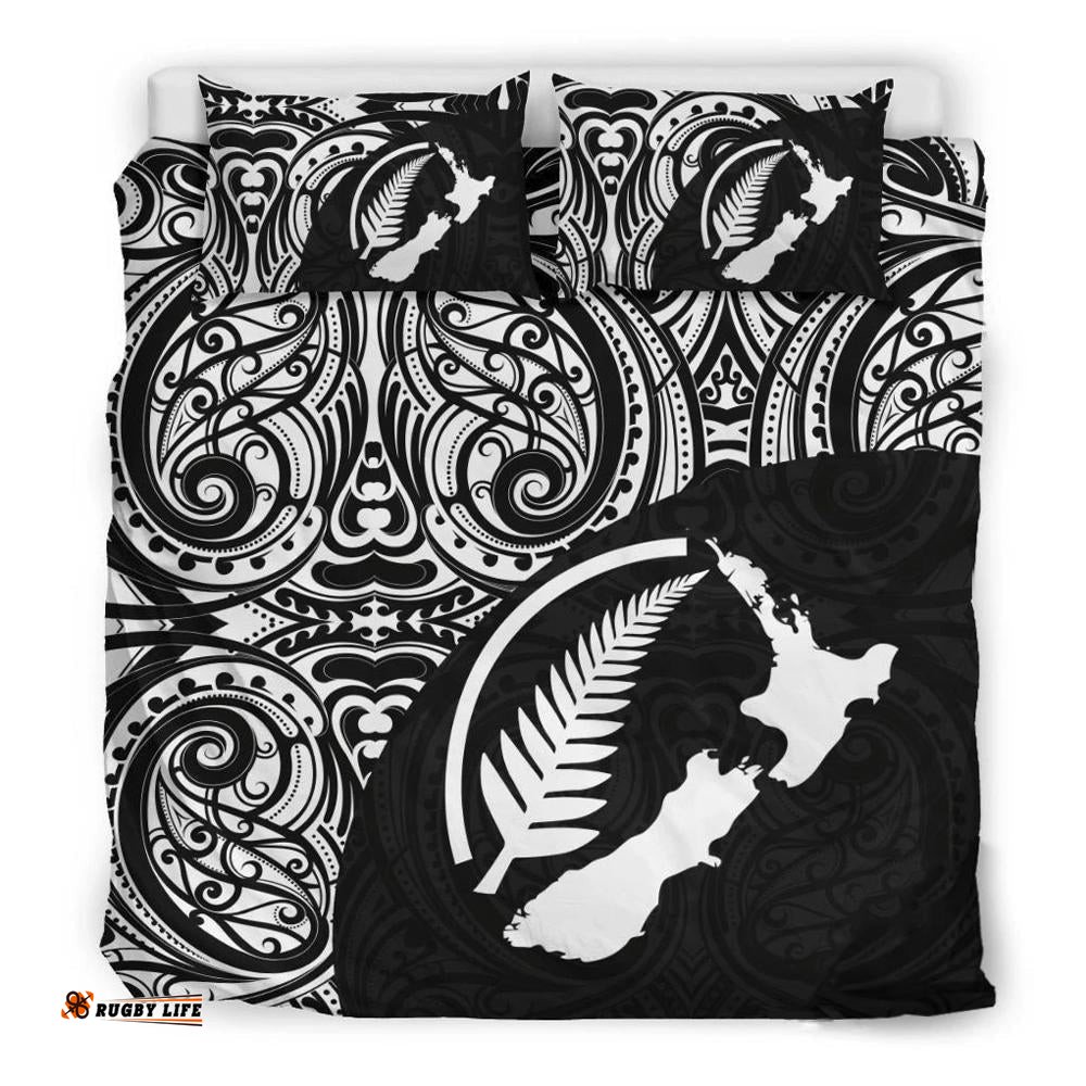 Aotearoa Maori With Map And Silver Fern Bedding Set