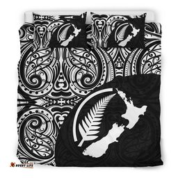 Aotearoa Maori With Map And Silver Fern Bedding Set