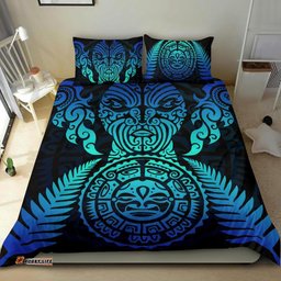 Maori Face Fern New Zealand Bedding Set Blue