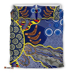 Aboriginal Bedding Set, Australian Boomerang Dot Painting Art