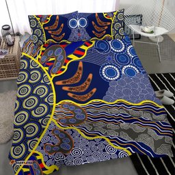 Aboriginal Bedding Set, Australian Boomerang Dot Painting Art