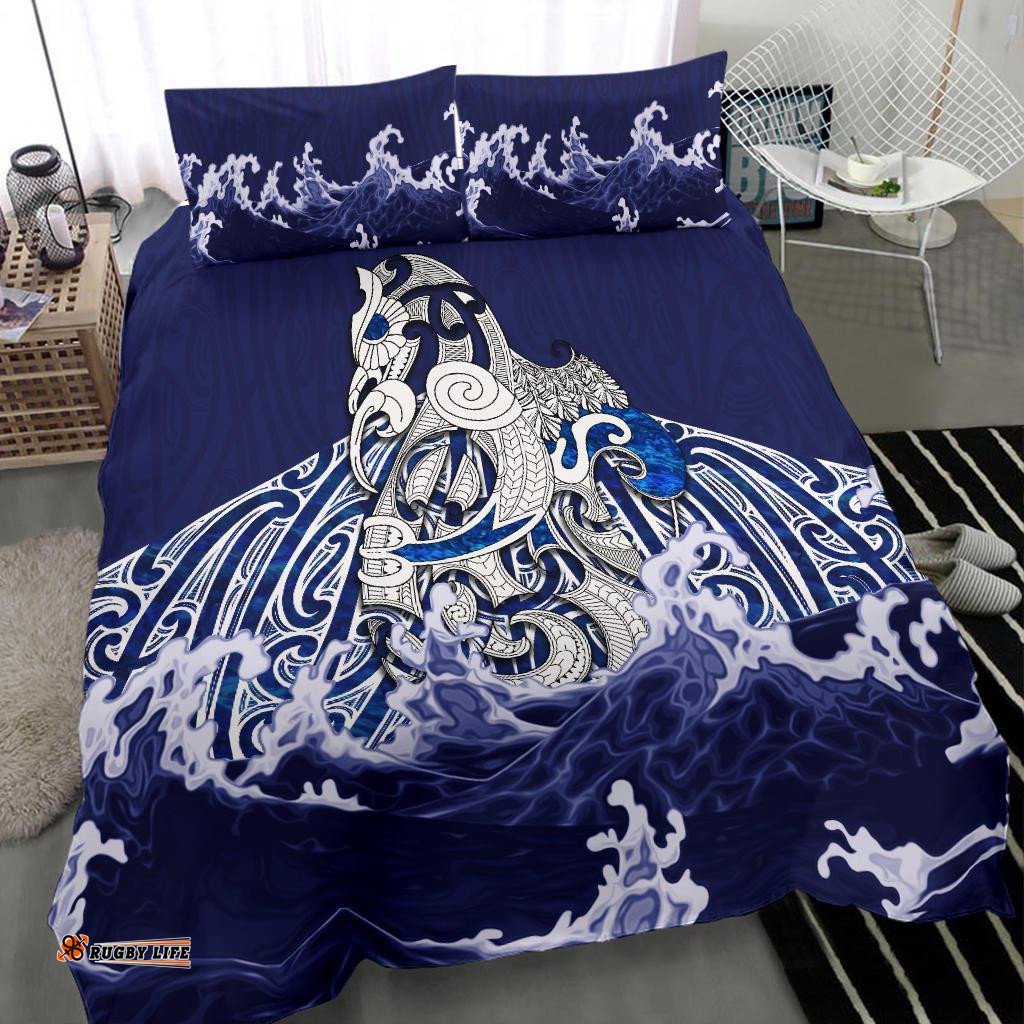 Maori Manaia The Blue Sea Bedding Set, Navy